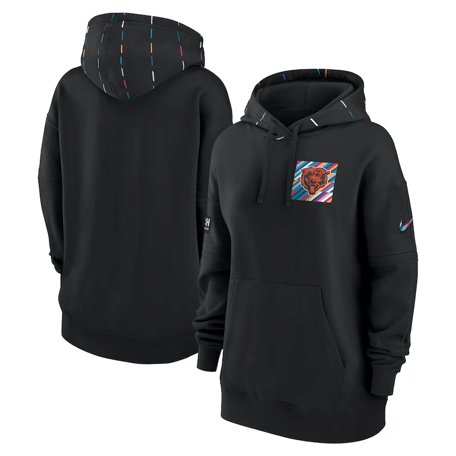 Women's Chicago Bears Black 2023 Crucial Catch Club Pullover Hoodie(Run Small)